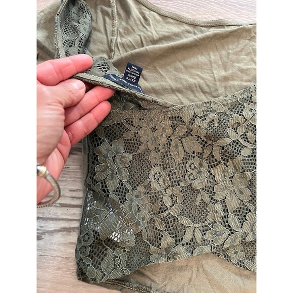 New w/o tags American Eagle Lace back festival Crop top Green army green size xs - Picture 5 of 5